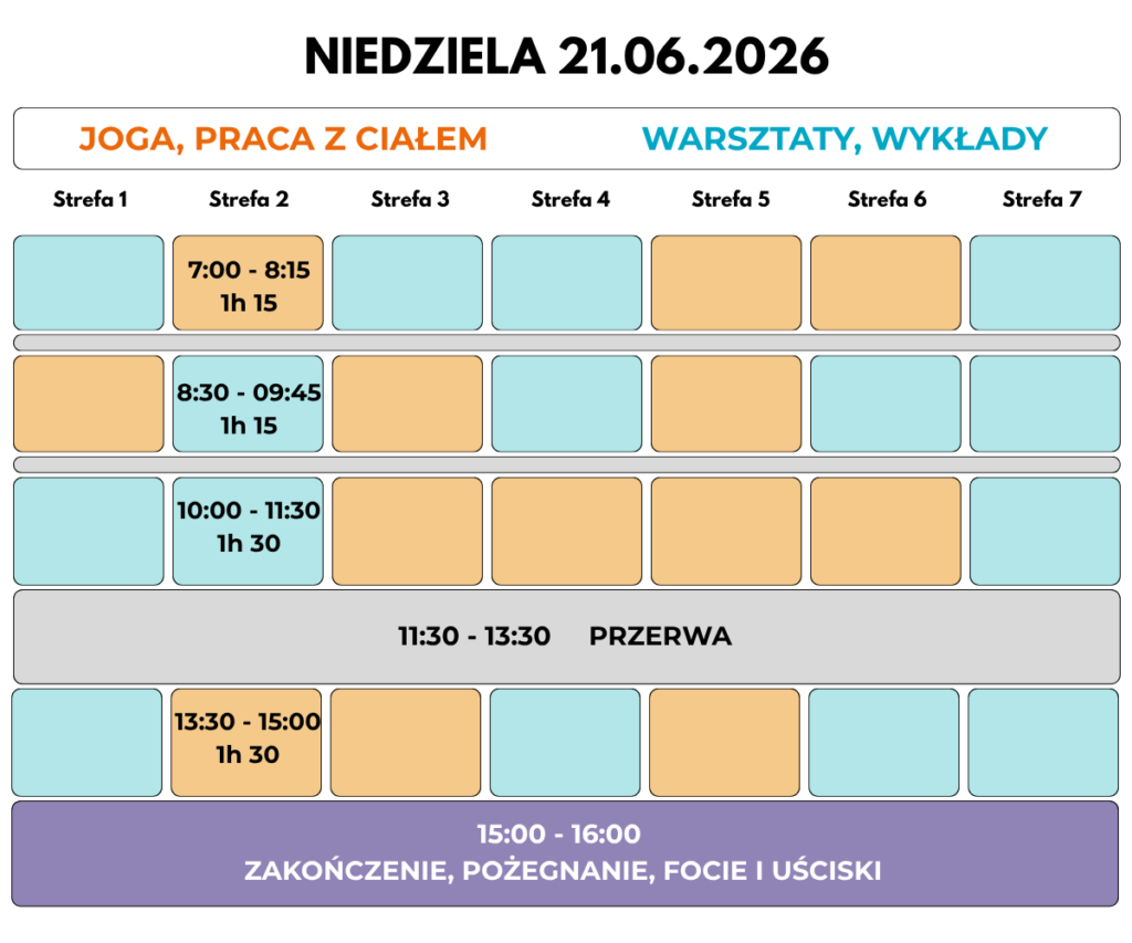 Program Joga Festiwalu na niedzielę 21.06.2026