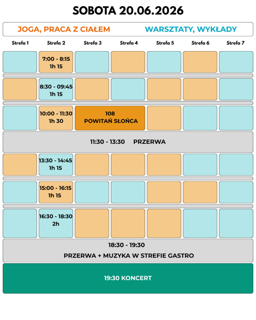 Program Joga Festiwalu na sobotę 20.06.2026