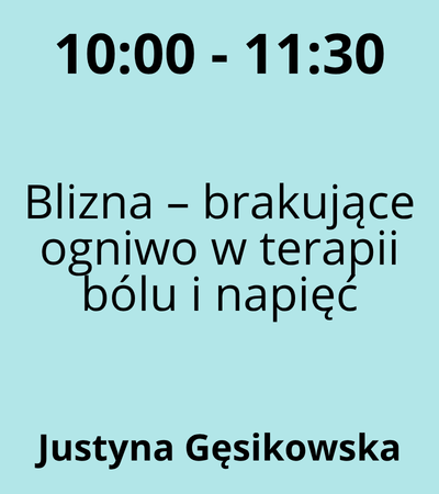 Strefa 3 - 10:00-11:30 - Justyna Danuta Gęsikowska - Blizna – brakujące ogniwo w terapii bólu i napięć