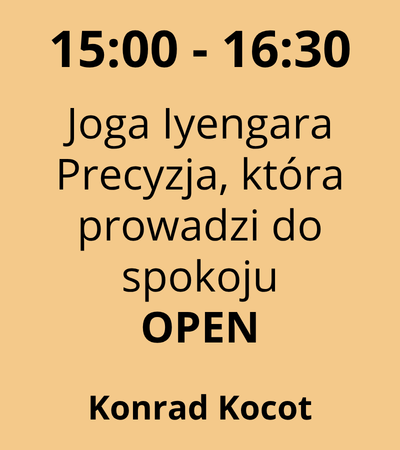 Strefa 4 - 15:00-16:30 - Konrad Kocot -  Joga Iyengara - Precyzja, która prowadzi do spokoju - OPEN